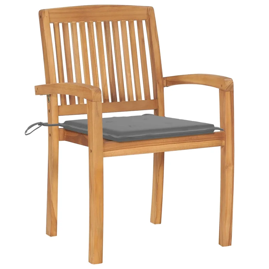 Chaises de jardin empilables avec coussins lot de 6 Teck solide - 42