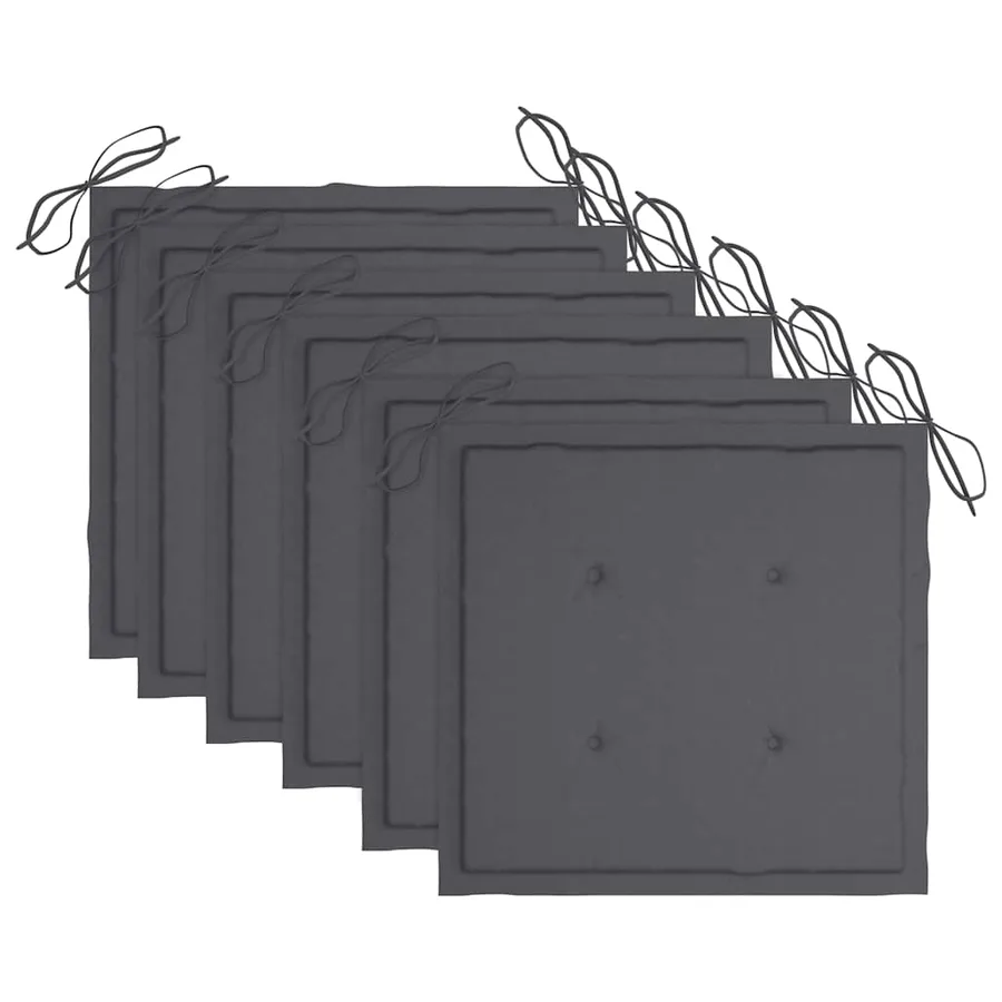Chaises de jardin empilables avec coussins lot de 6 Teck solide - 7