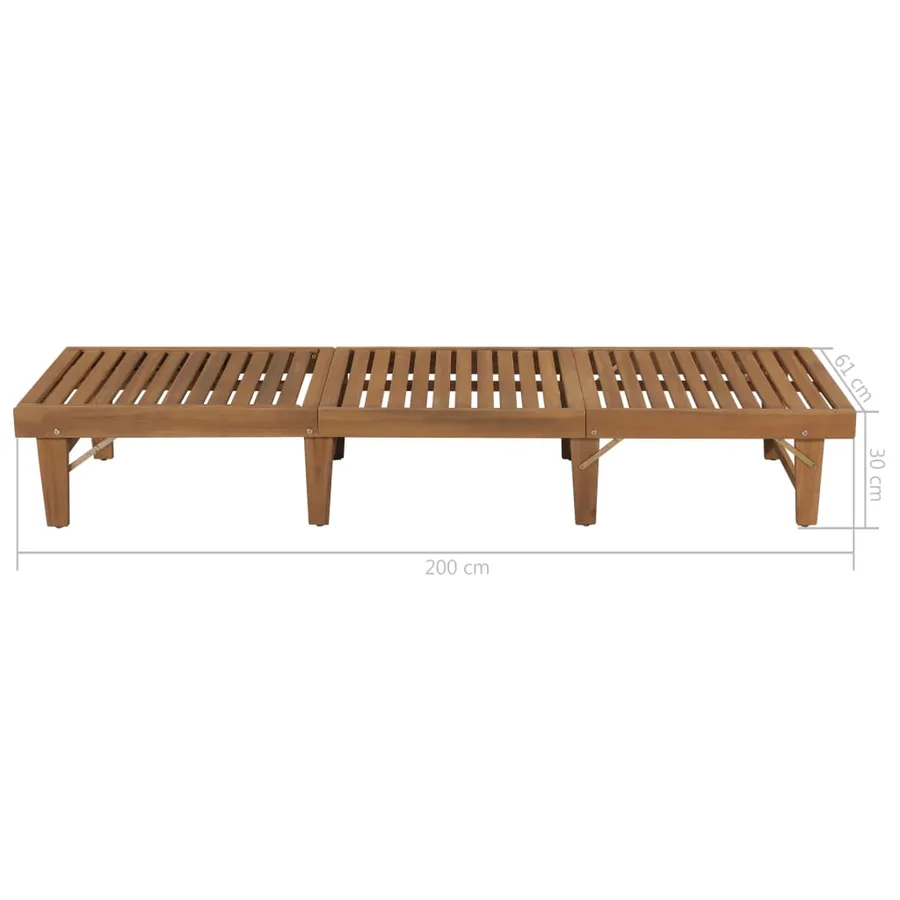 Chaise longue pliable avec coussin Bois d'acacia solide - 10