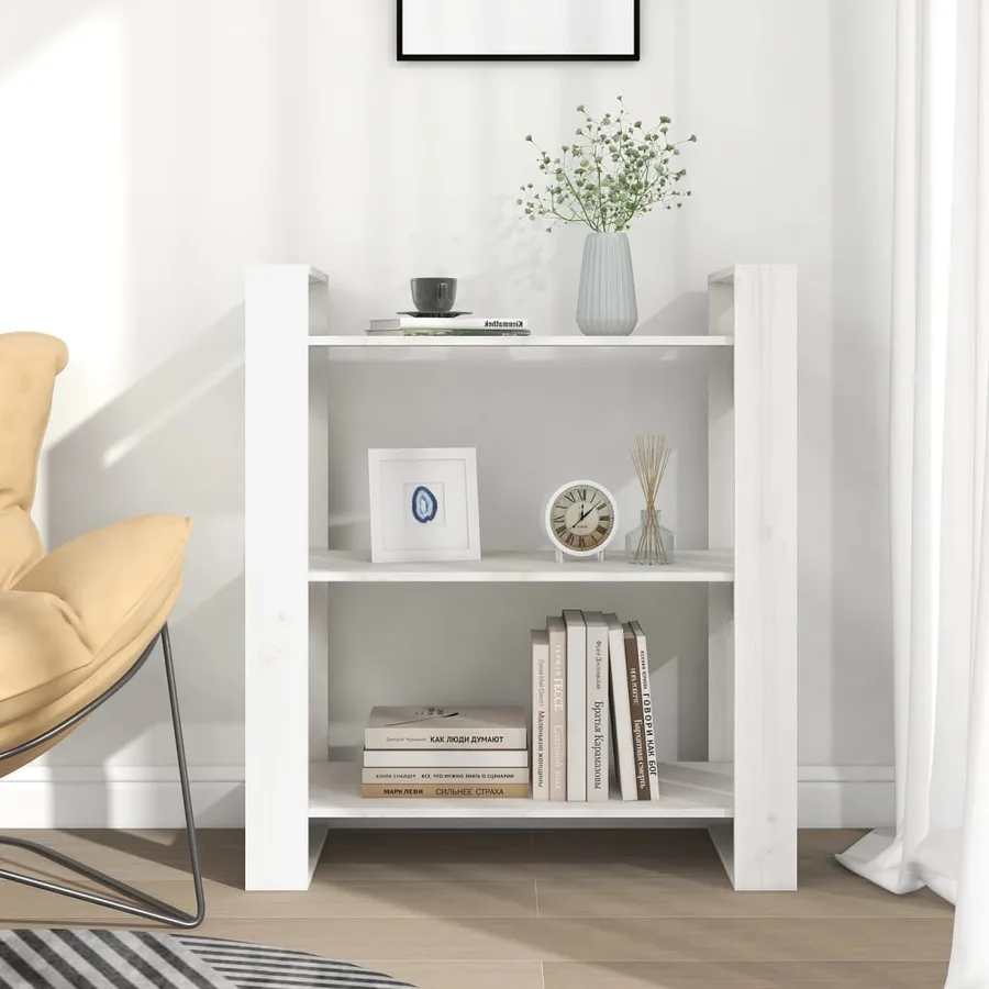 Bibliothèque/Séparateur de pièce Blanc 80x35x91 cm Pin solide - 3