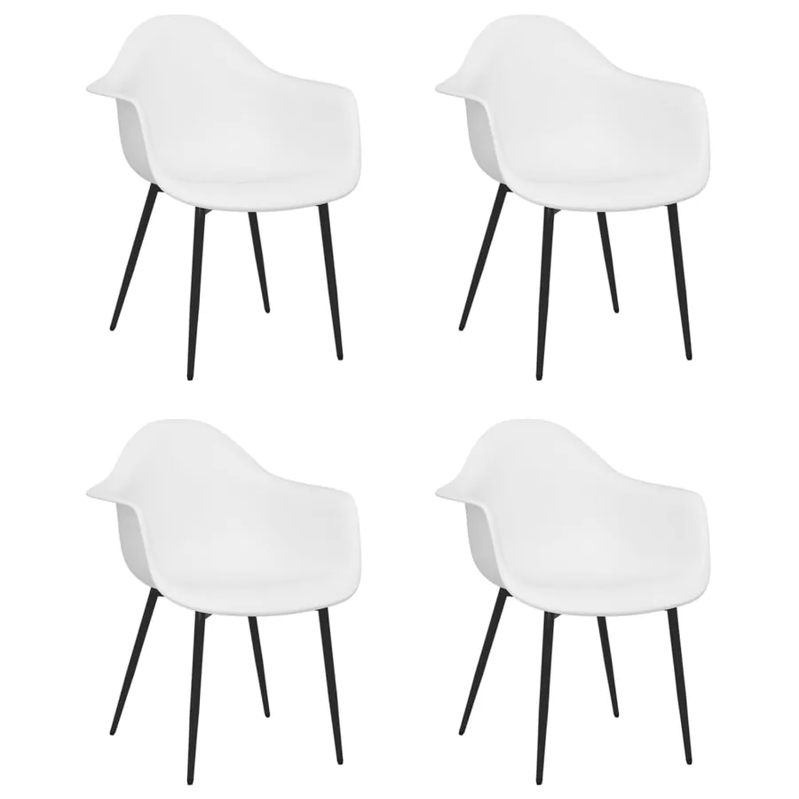 Chaises à manger lot de 4 blanc PP - 2