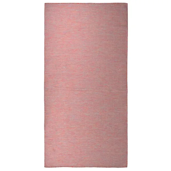 Tapis à tissage plat d'extérieur 100x200 cm Rouge