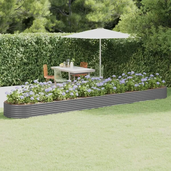 Lit surélevé de jardin Acier galvanisé 544x100x36cm gris