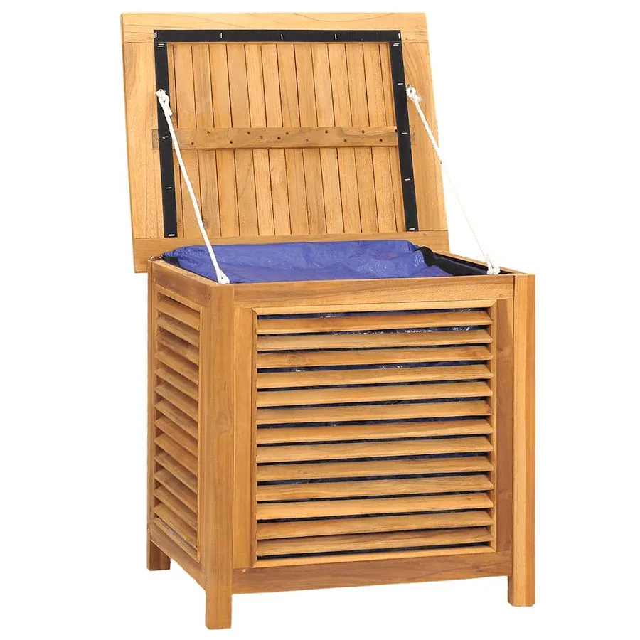 Boîte de rangement de jardin et sac 60x50x58cm bois massif teck - 4