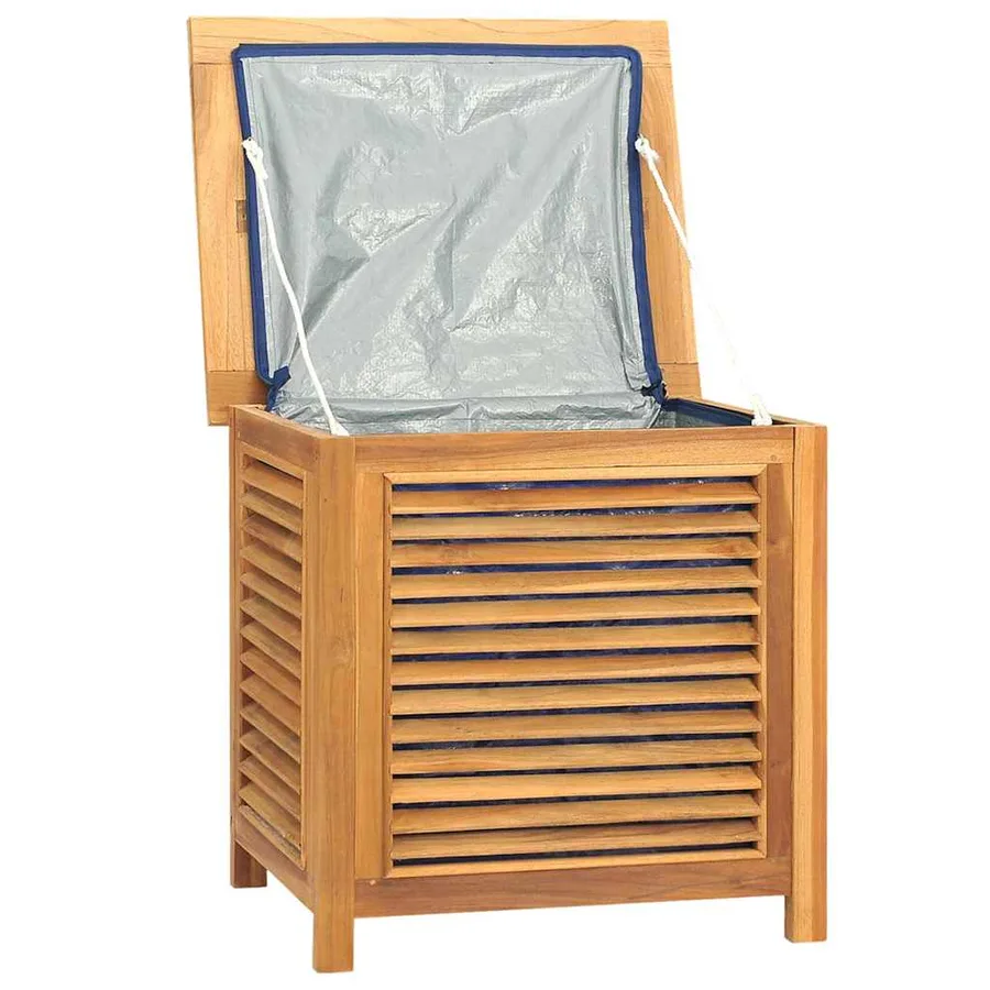 Boîte de rangement de jardin et sac 60x50x58cm bois massif teck - 5
