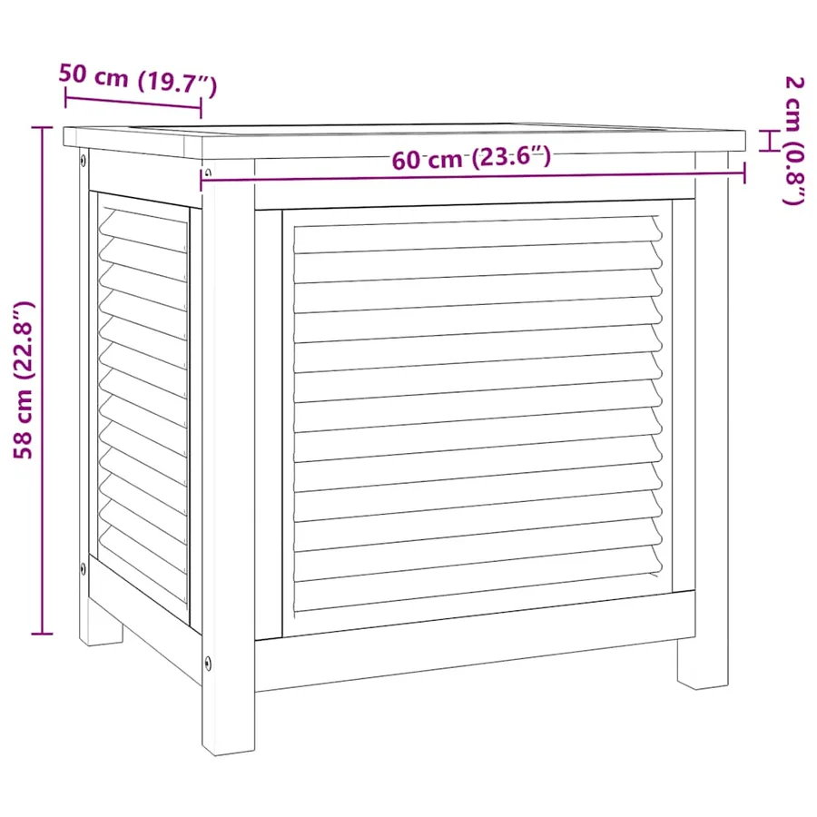 Boîte de rangement de jardin et sac 60x50x58cm bois massif teck - 9