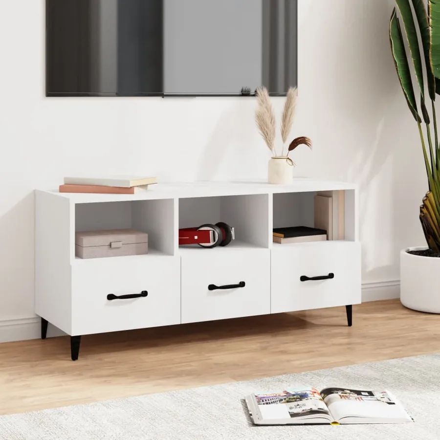 Meuble TV Blanc 102x35x50 cm Bois d'ingénierie