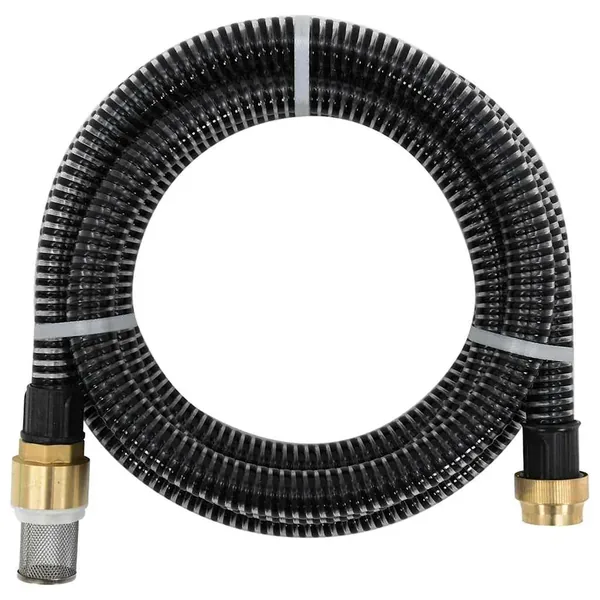 Tuyau d'aspiration avec raccords en laiton noir 1,1" 4 m PVC
