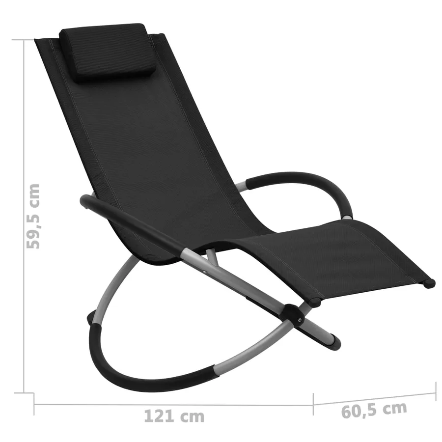Chaise longue pour enfants Acier Noir - 6