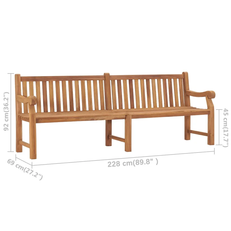 Banc de jardin 228 cm bois de teck solide - 7