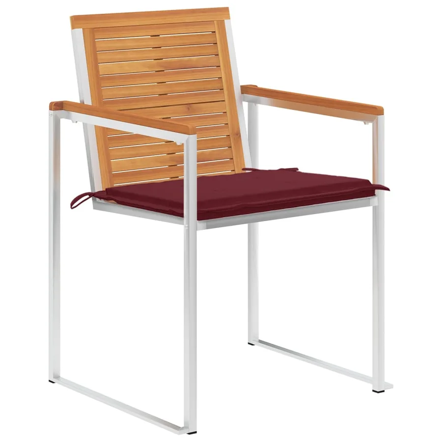 Chaises de jardin lot de 8 avec coussins Bois d'acacia solide - 2