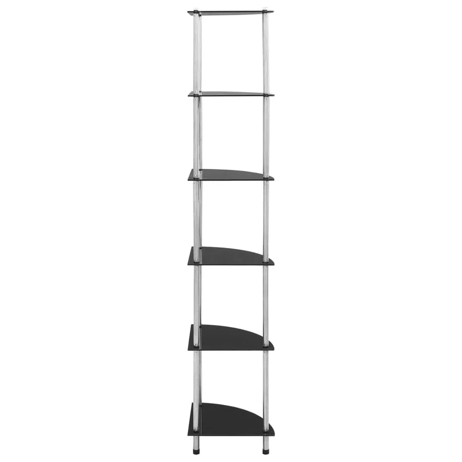 Étagère à 6 niveaux Noir 30x30x160 cm Verre trempé - 3