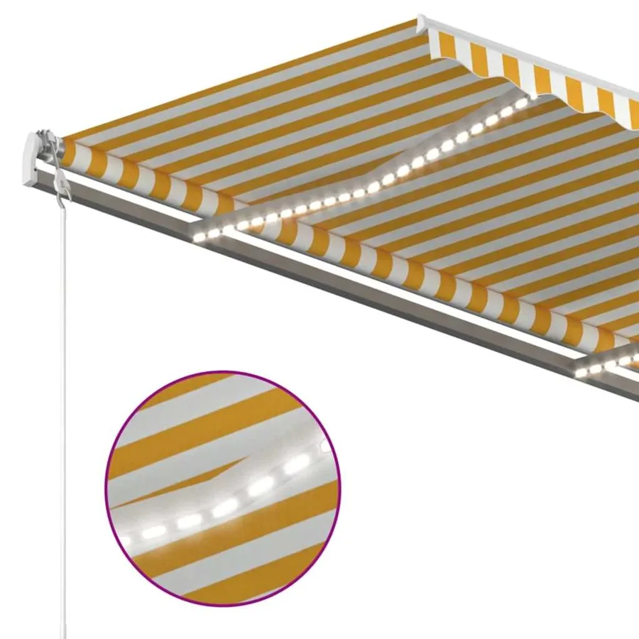 Auvent automatique capteur de vent/LED 450x300cm Jaune et blanc - 4