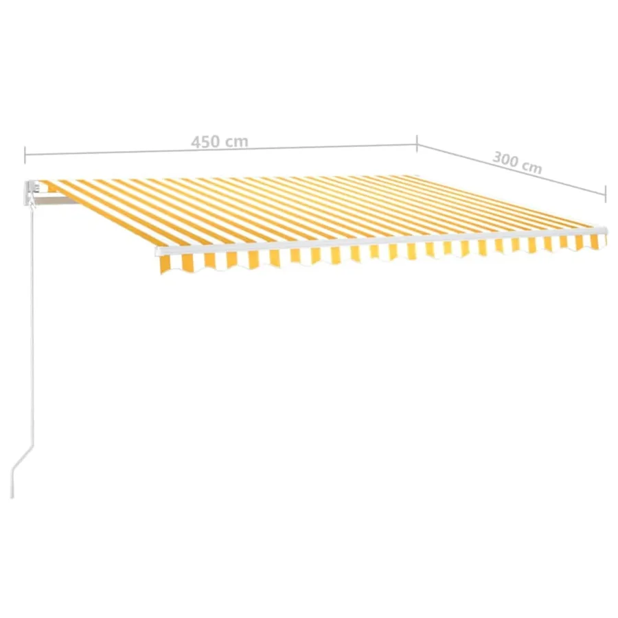 Auvent automatique capteur de vent/LED 450x300cm Jaune et blanc - 8
