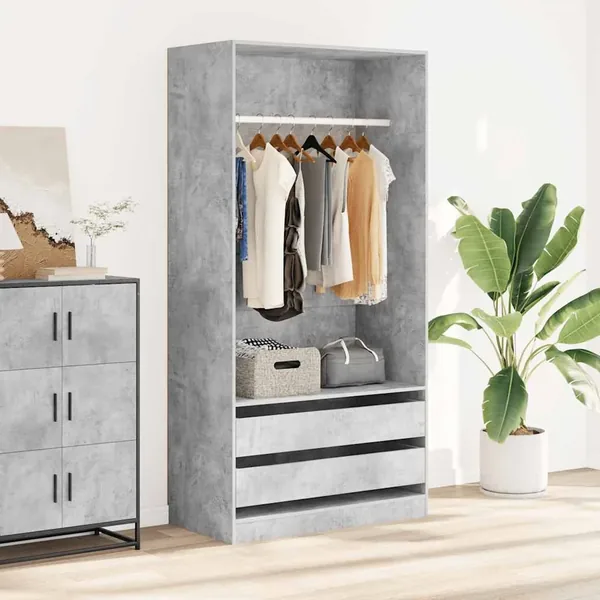 Garde-robe Gris béton 100x50x200 cm Bois d'ingénierie