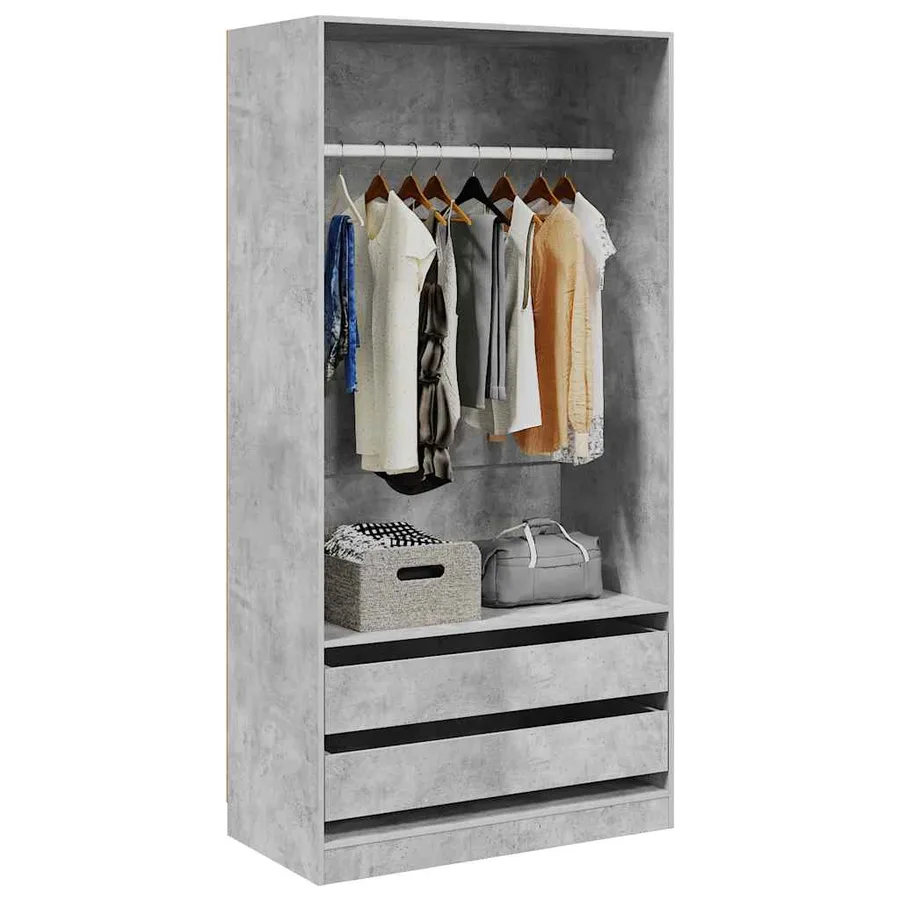 Garde-robe Gris béton 100x50x200 cm Bois d'ingénierie - 3