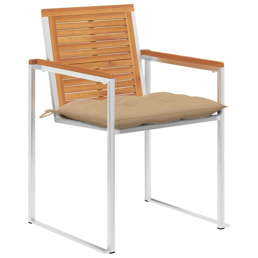 Chaises de jardin lot de 4 avec coussins Bois d'acacia massif - 2