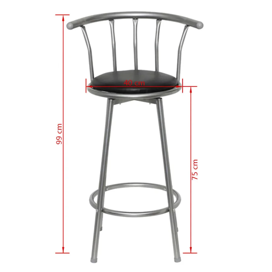 Tabourets de bar lot de 2 noir similicuir - 5