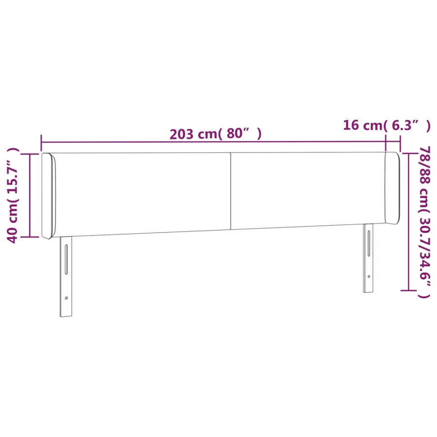 Tête de lit avec oreilles Crème 203x16x78/88 cm Similicuir - 9