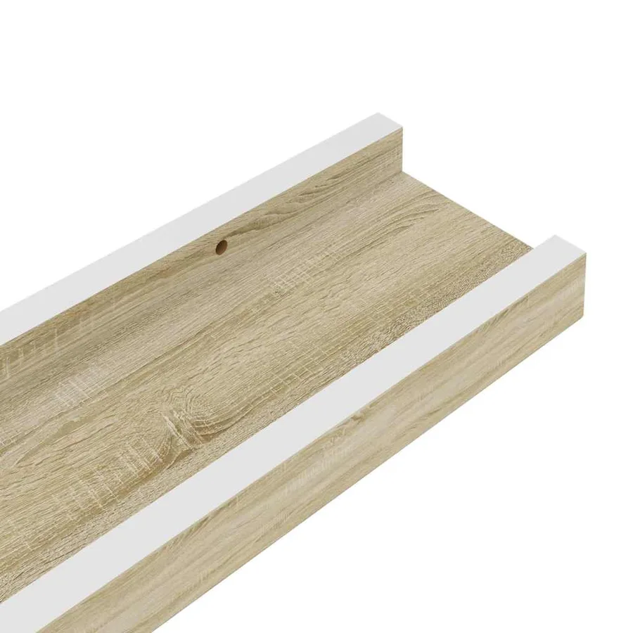 Étagères murales 4 pcs blanc et chêne sonoma 80x9x3 cm - 9