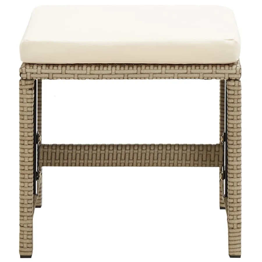 Tabourets de jardin lot de 4 avec coussins Résine tressée Beige - 3
