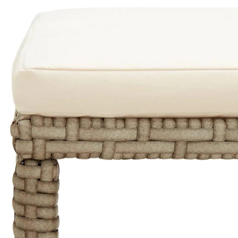 Tabourets de jardin lot de 4 avec coussins Résine tressée Beige - 7