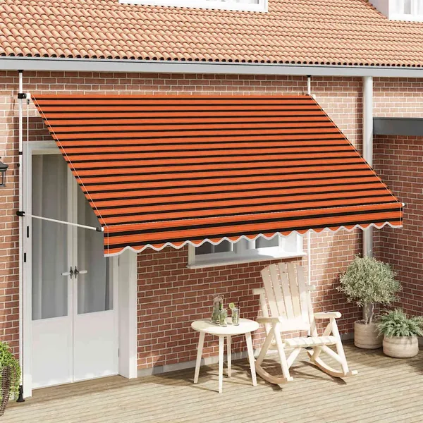 Auvent manuel rétractable 350 cm Orange et marron