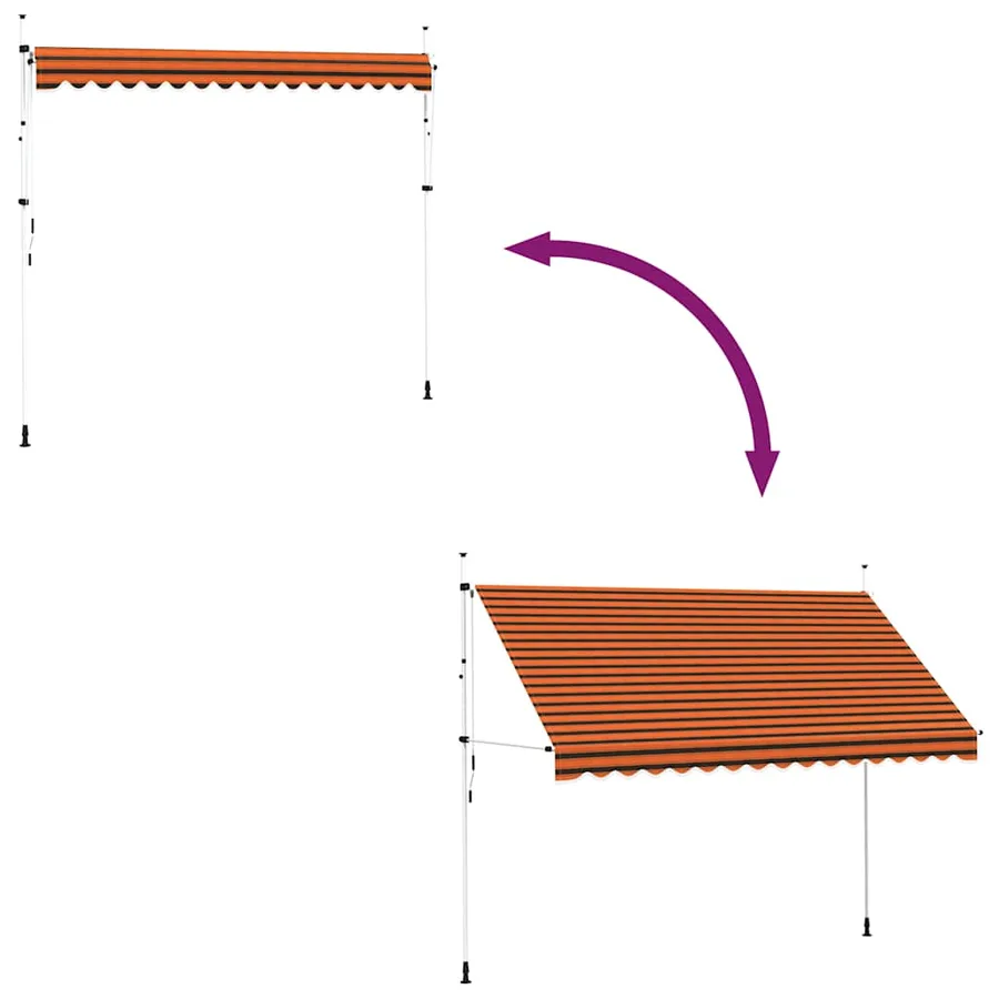 Auvent manuel rétractable 350 cm Orange et marron - 9