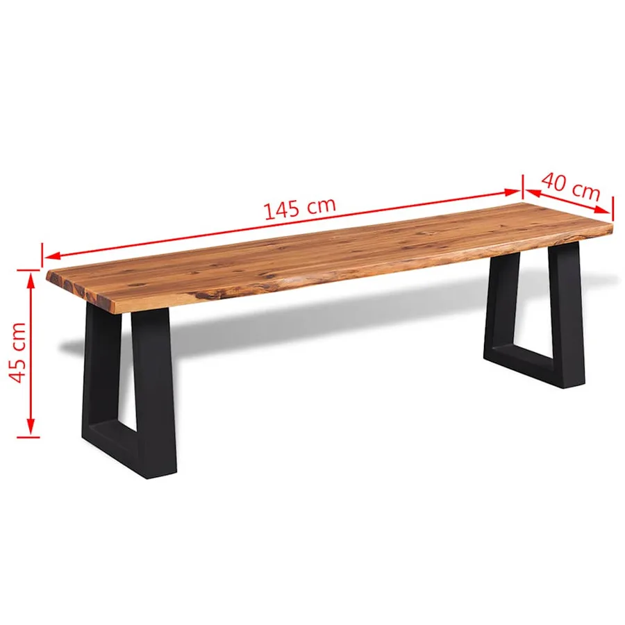 Banc en bois d'acacia massif 145 cm - 6