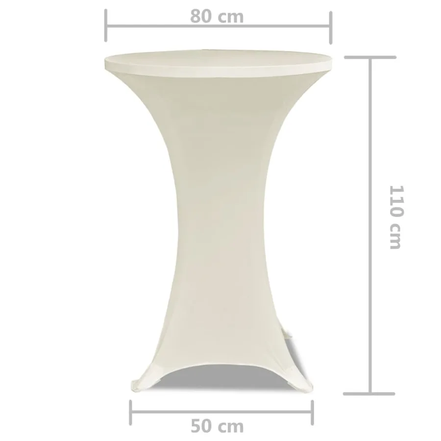 Housse de table Ø 80 cm Crème extensible 2 pcs - 5