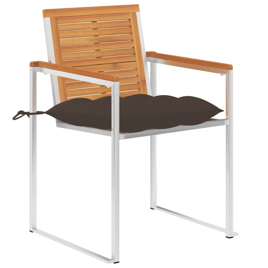 Chaises de jardin avec coussins lot de 2 Acacia solide et acier - 2