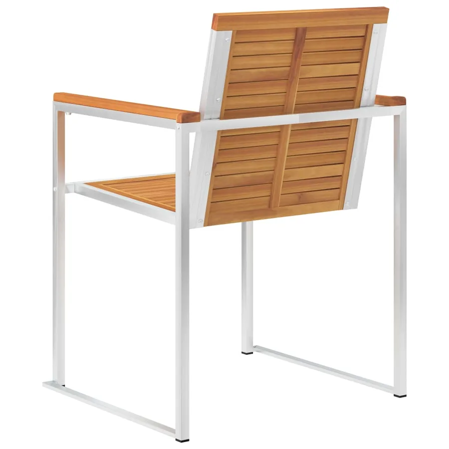 Chaises de jardin avec coussins lot de 2 Acacia solide et acier - 7