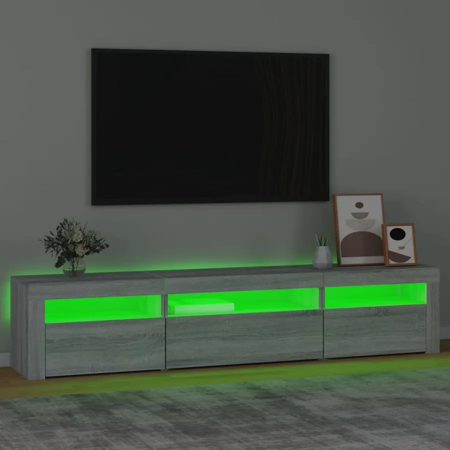 Meuble TV avec lumières LED Sonoma gris 195x35x40 cm - 4