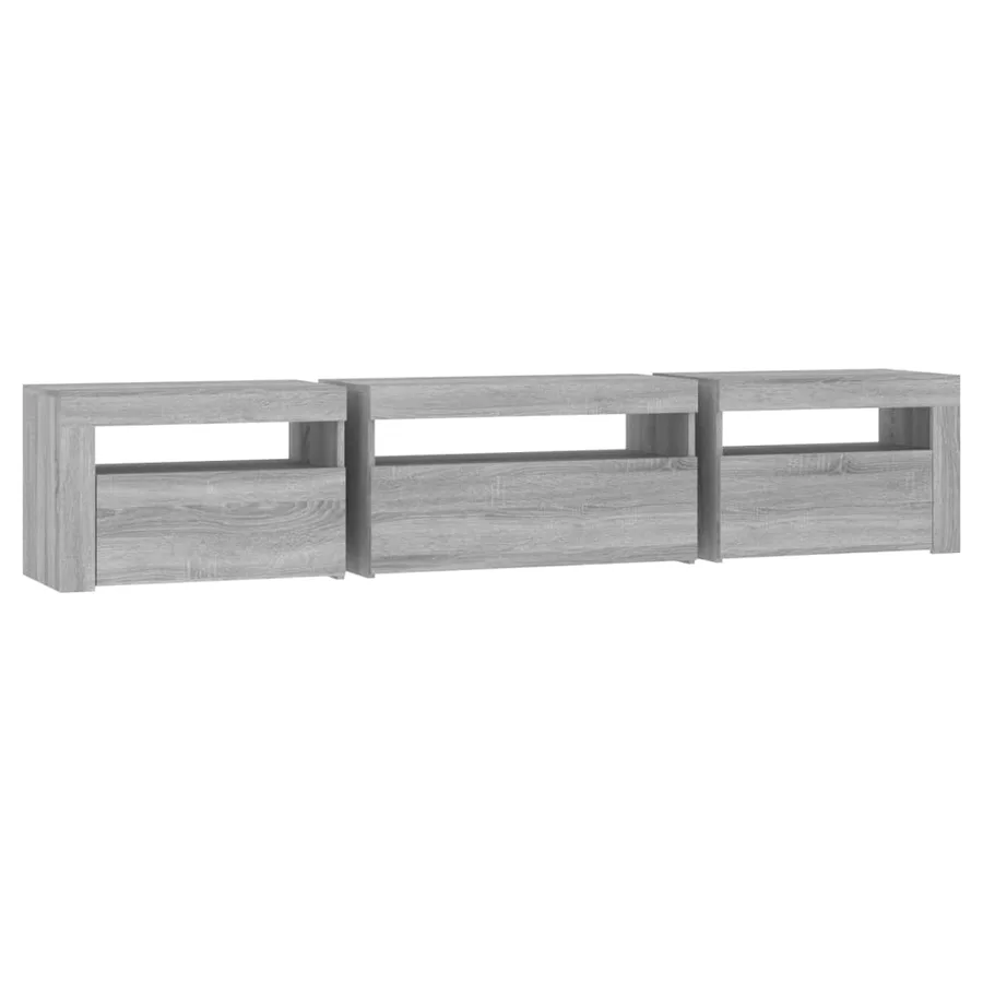 Meuble TV avec lumières LED Sonoma gris 195x35x40 cm - 7