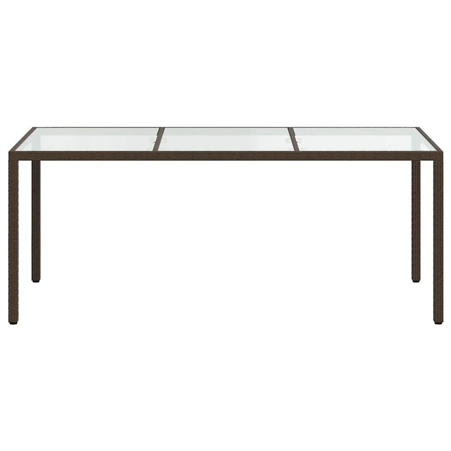 Table de jardin Marron 190x90x75 cm Verre trempé/résine tressée - 3