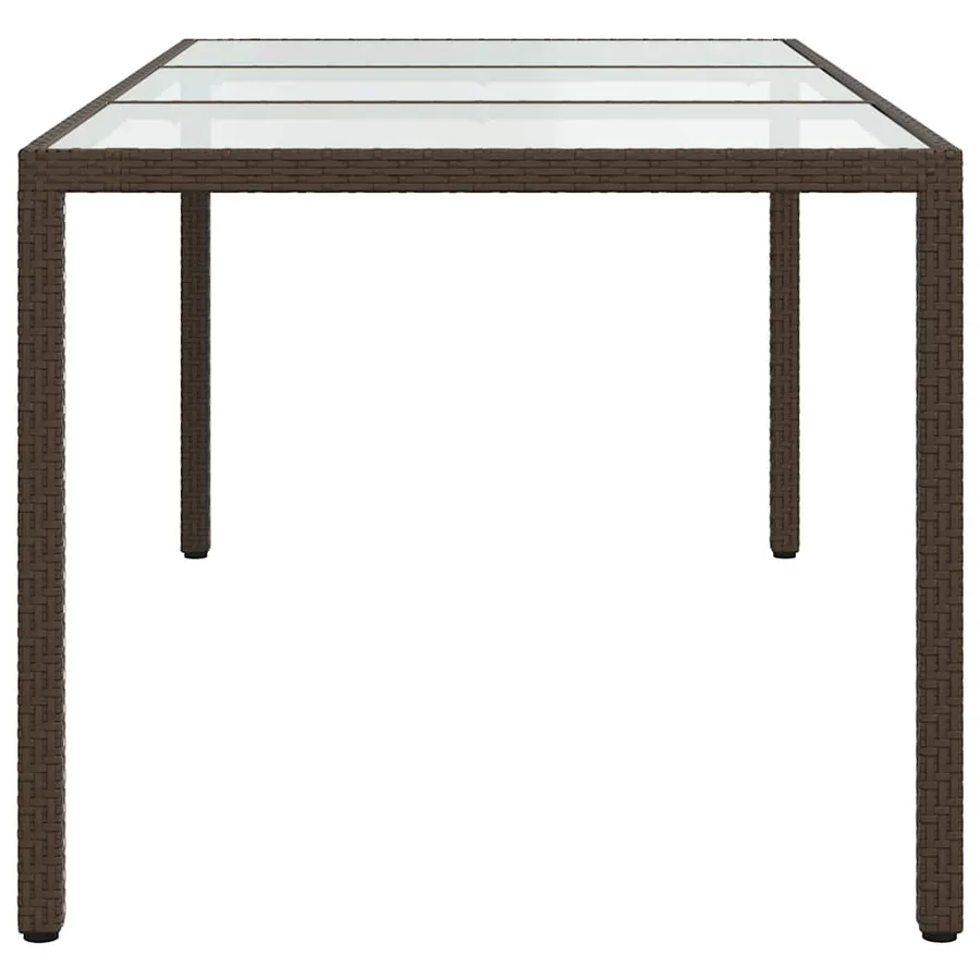 Table de jardin Marron 190x90x75 cm Verre trempé/résine tressée - 4