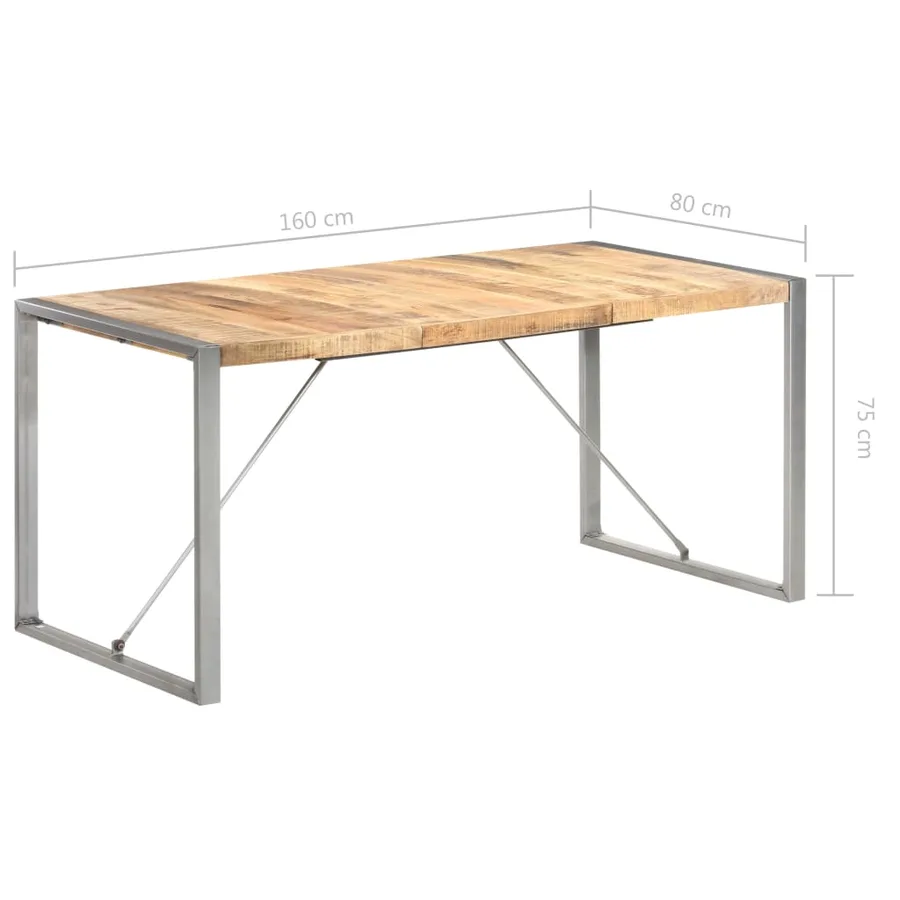 Table à manger 160x80x75 cm Bois de manguier massif brut - 7