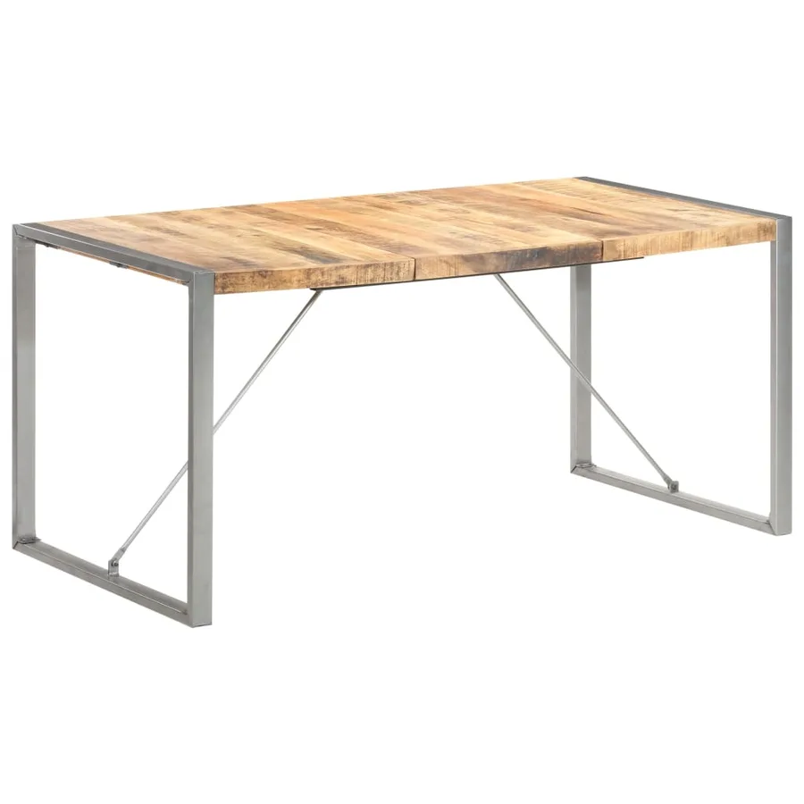Table à manger 160x80x75 cm Bois de manguier massif brut - 8