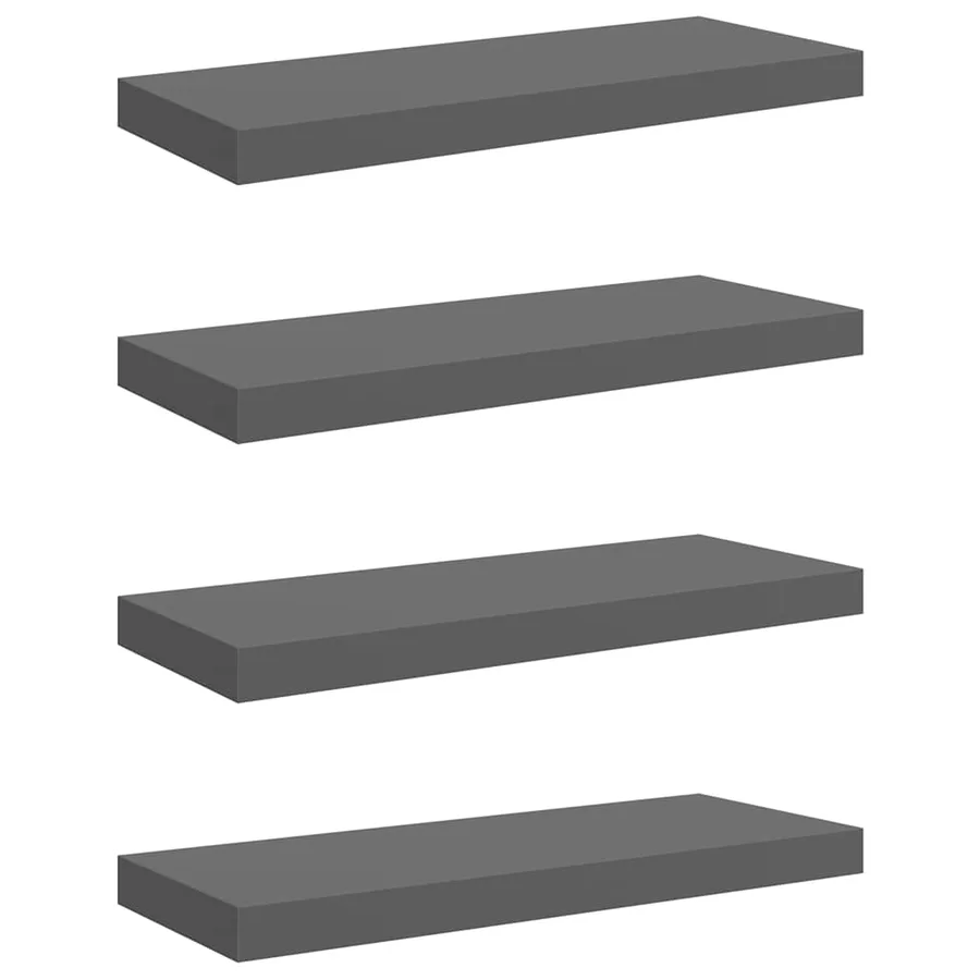 Étagère murale flottante 4 pcs Gris brillant 60x23,5x3,8 cm MDF - 2