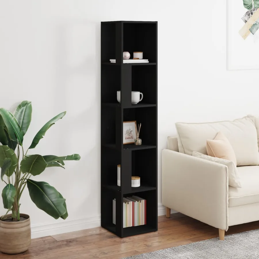 Armoire d'angle Noir 33x33x164,5 cm Bois d'ingénierie - 3