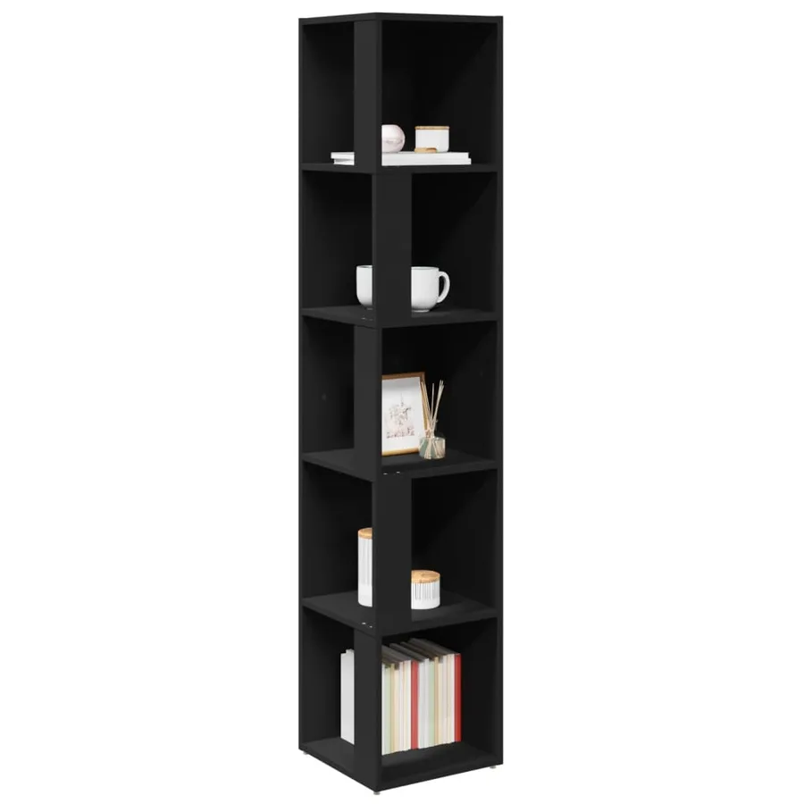 Armoire d'angle Noir 33x33x164,5 cm Bois d'ingénierie - 6