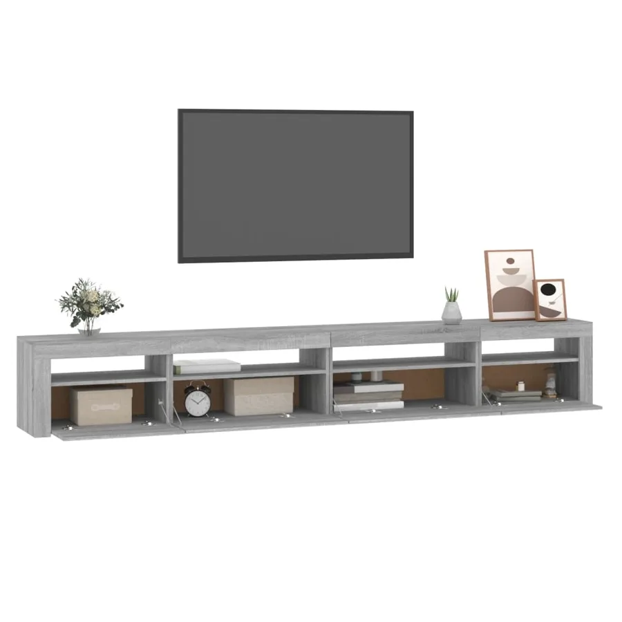 Meuble TV avec lumières LED Sonoma gris 270x35x40 cm - 11