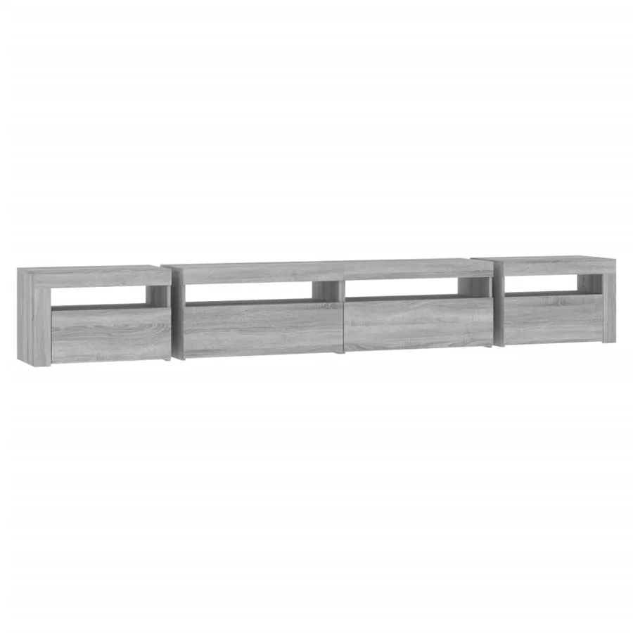 Meuble TV avec lumières LED Sonoma gris 270x35x40 cm - 7