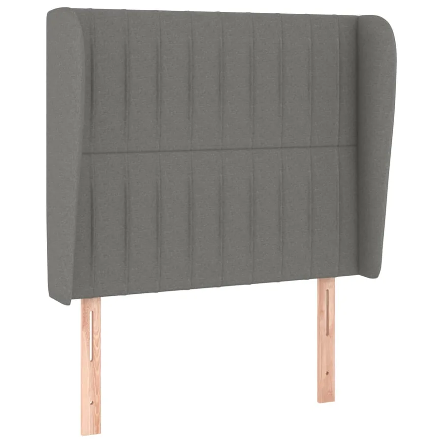 Tête de lit avec oreilles Gris foncé 103x23x118/128 cm Tissu - 2