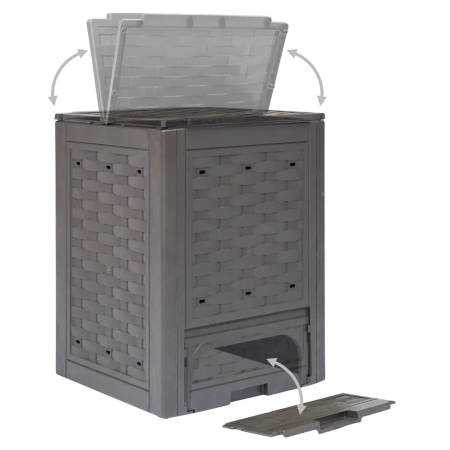 Composteurs de jardin 3 pcs 60x60x83 cm 900 L Plastique rotin - 4