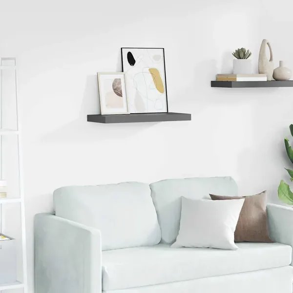 Étagère murale flottante Gris brillant 60x23,5x3,8 cm MDF