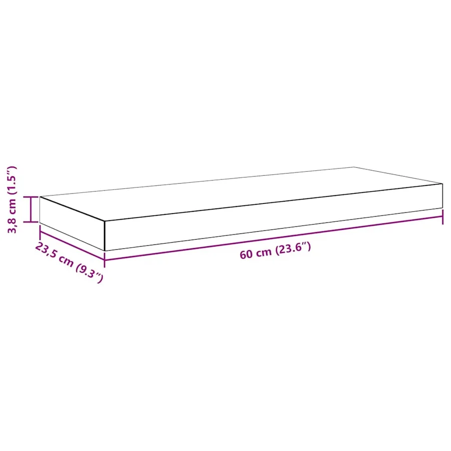 Étagère murale flottante Gris brillant 60x23,5x3,8 cm MDF - 14