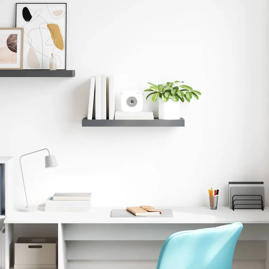 Étagère murale flottante Gris brillant 60x23,5x3,8 cm MDF - 3