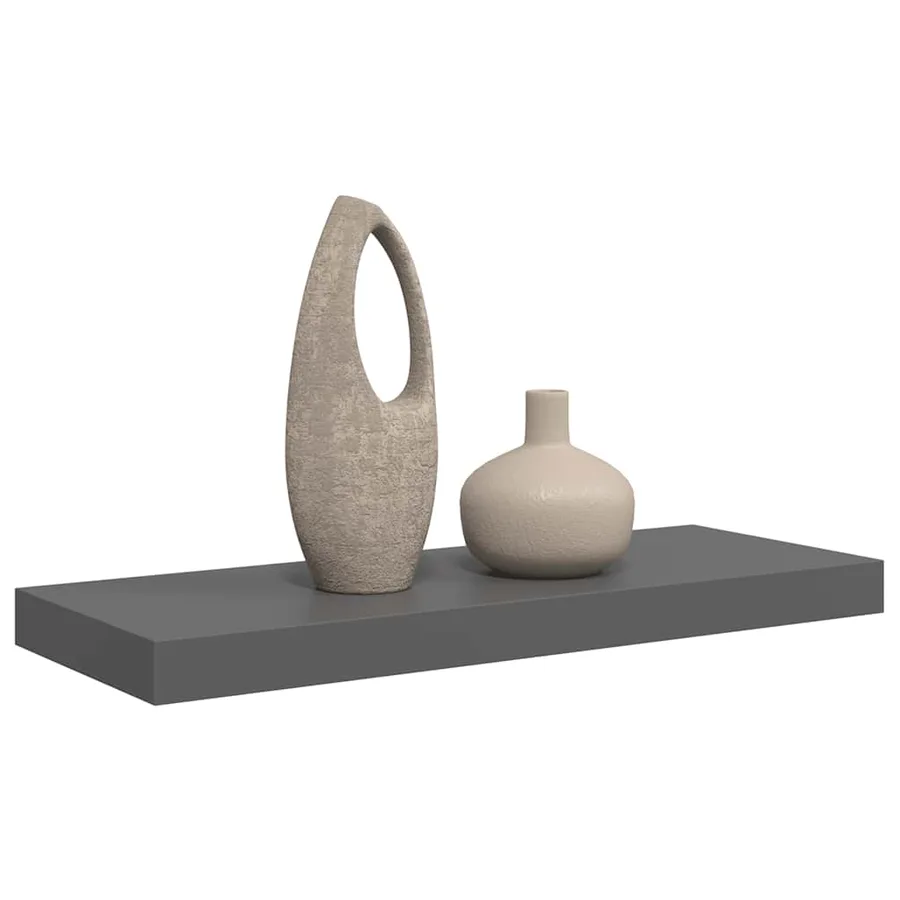 Étagère murale flottante Gris brillant 60x23,5x3,8 cm MDF - 5