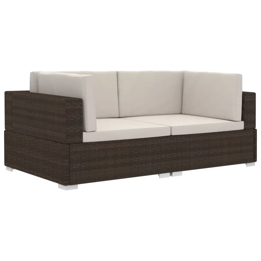 Chaises d'angles lot de 2 avec coussins Résine tressée Marron - 2